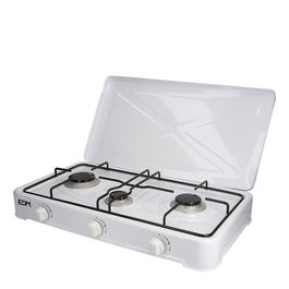 Edm Cocina de Gas Esmaltada 3 Fuegos Blanca para Gas Butano Exterior