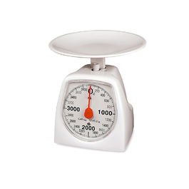EDM Báscula Analógica de Cocina 4 kg, División 20 g, Plato Ø16.5 cm, Color Blanco, Modelo Cocina