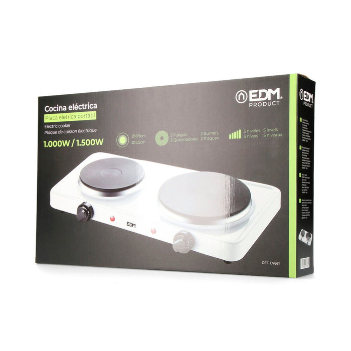Edm Cocina eléctrica 2 fuegos Blanco Edm Cocina eléctrica 2 fuegos Blanco