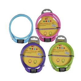 Stahlex Candado 8 x 650 mm con Combinación Numérica para Bicicleta Colores Surtidos