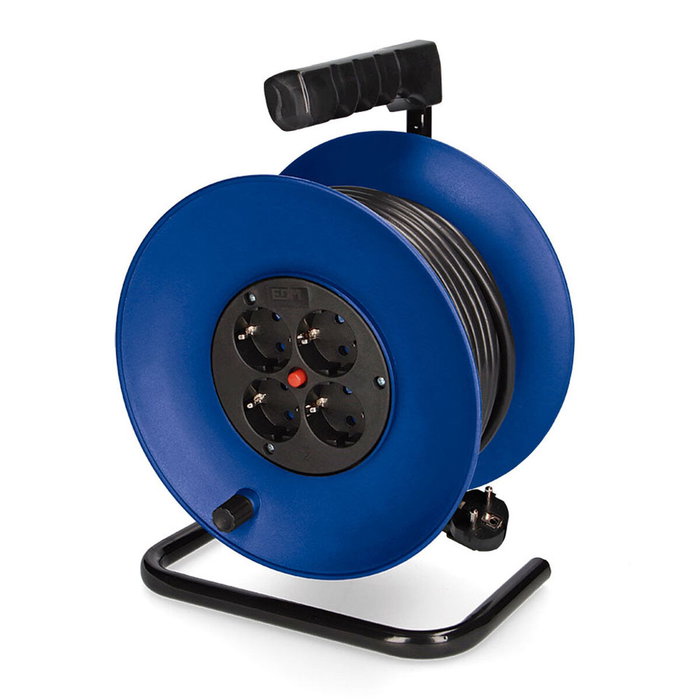 Edm Enrollacables 25 m 4 tomas Schuko con protector térmico Edm Enrollacables 25 m 4 tomas Schuko con protector térmico