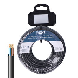 Edm Carrete Manguera Plana Cable Plano Audio Negro 2 x 1,50 mm², 5 m