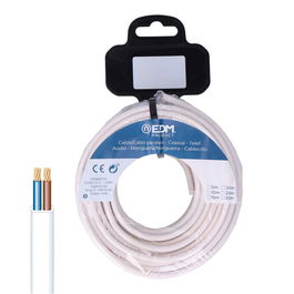 Edm Carrete Manguera Plana 48V 2x1,50 mm² Blanca 10m Cable Plano Audio