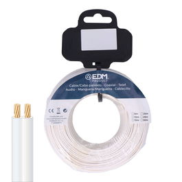 Edm Carrete Cable Paralelo Teléfono Blanco 2 Vías 10 m