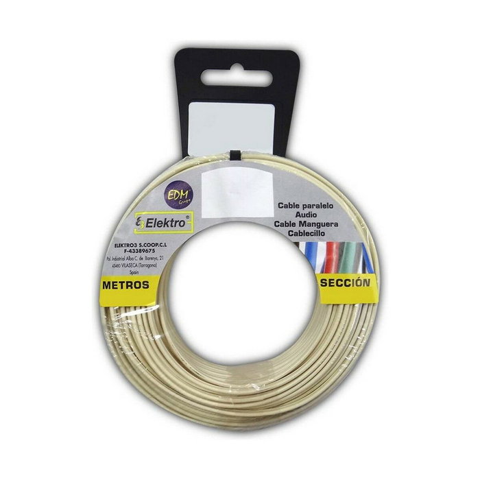 Edm Carrete de cable paralelo de teléfono blanco de 2 vías, 50 m