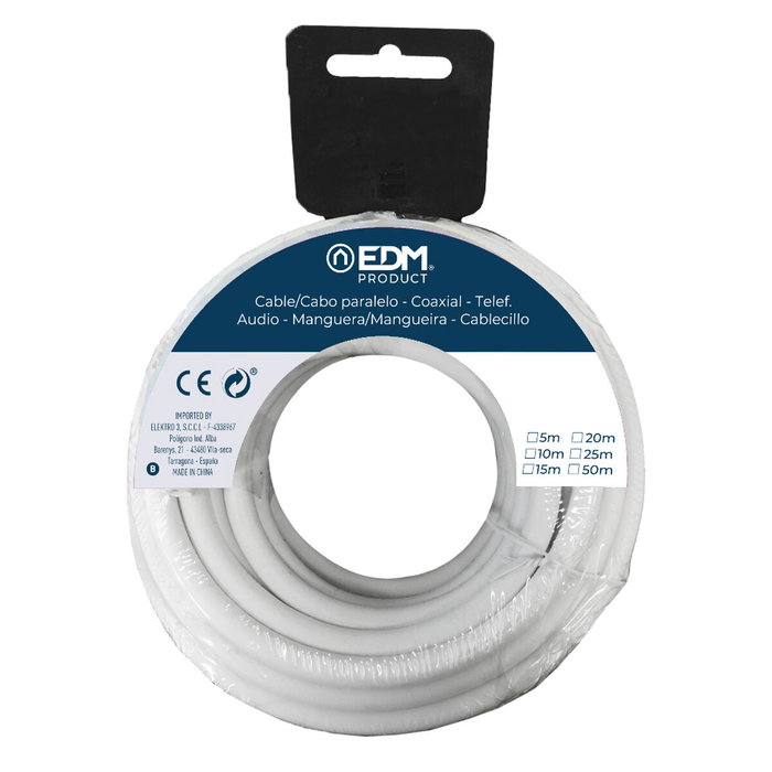 Edm Carrete manguera tubular H05VV-F 3 G 1,00 mm² blanca, 15 m