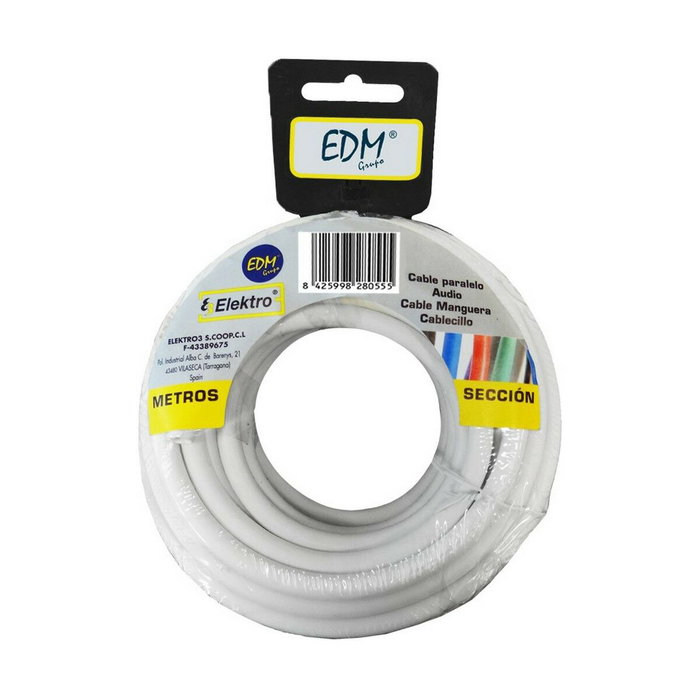 Edm Carrete manguera tubular H05VV-F 3 G 1,00 mm² blanca, 20 m