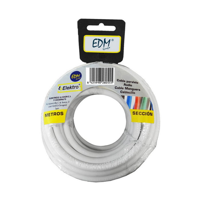 Edm Carrete manguera tubular H05VV-F 3 x 2,50 mm² blanca, 25 m Edm Carrete manguera tubular H05VV-F 3 x 2,50 mm² blanca, 25 m