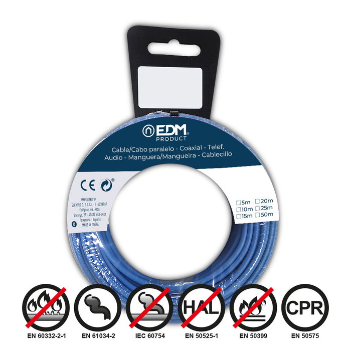 Edm Carrete cablecillo H07Z1-K 4,00 mm² azul, 50 m