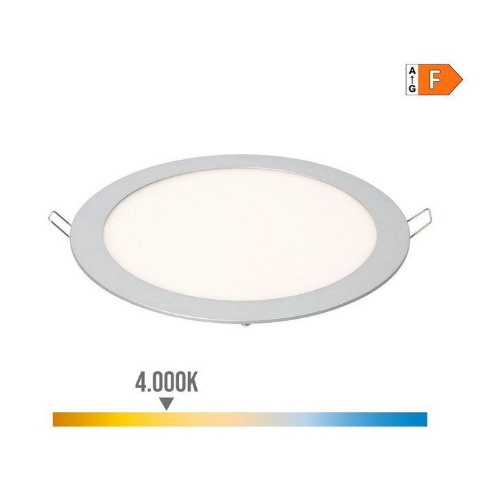 Edm Downlight LED Empotrable Redondo 20W Luz Día 4000K 1500 Lm Cromado Ø 22,5 cm Edm Downlight LED Empotrable Redondo 20W Luz Día 4000K 1500 Lm Cromado Ø 22,5 cm