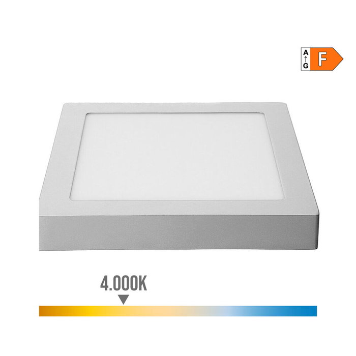 Edm Downlight LED de superficie cuadrado cromado 20 W 1500 lm 4000 K Edm Downlight LED de superficie cuadrado cromado 20 W 1500 lm 4000 K