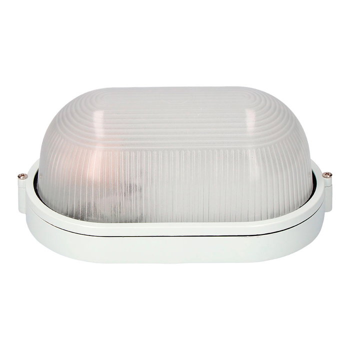 Aplique de aluminio ip54 oval. color blanco 1xe27 100w 15,5x28x12,1cm modelo cambrils edm