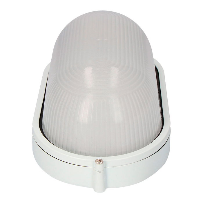 Aplique de aluminio ip54 oval. color blanco 1xe27 100w 15,5x28x12,1cm modelo cambrils edm