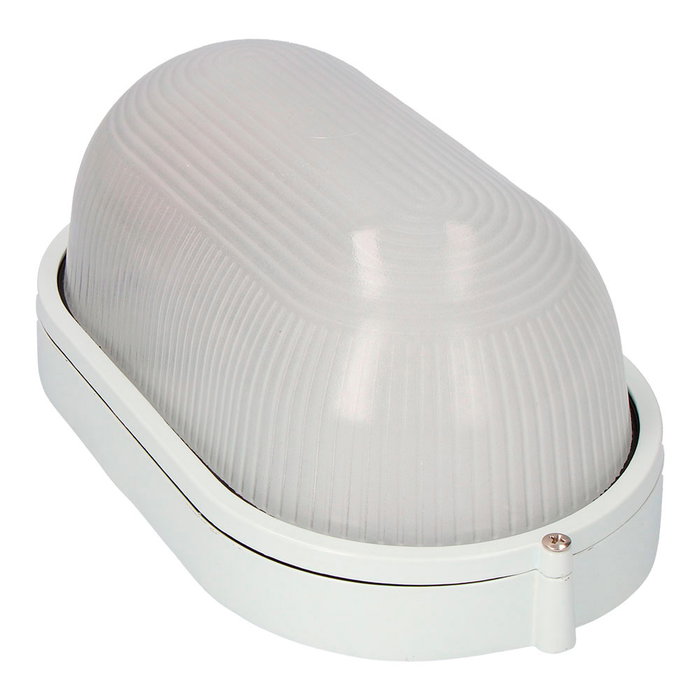 Aplique de aluminio ip54 oval. color blanco 1xe27 100w 15,5x28x12,1cm modelo cambrils edm
