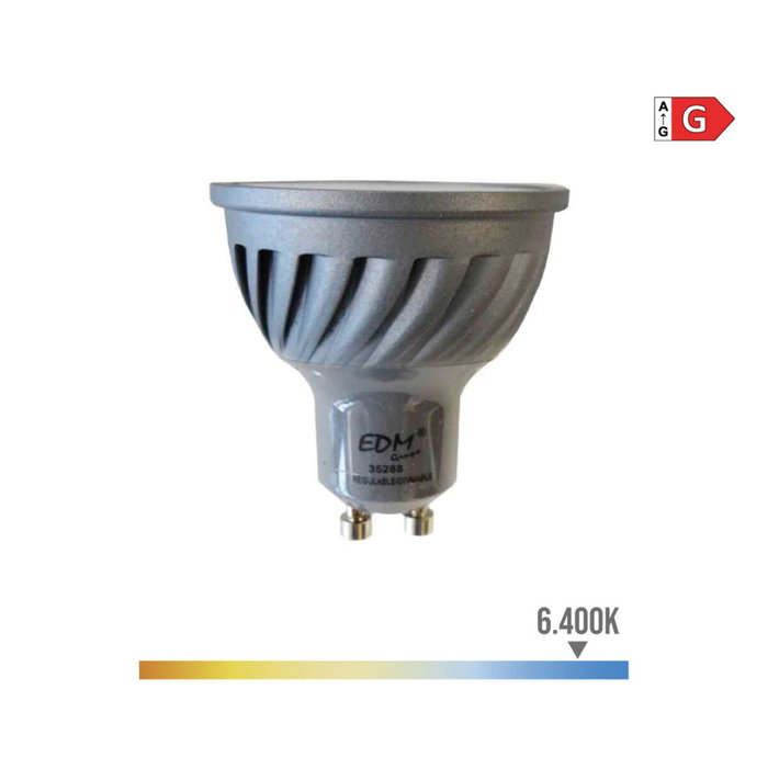 Edm Bombilla dicroica LED regulable GU10 6 W 500 lm 6400 K luz fría Edm Bombilla dicroica LED regulable GU10 6 W 500 lm 6400 K luz fría