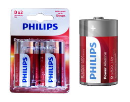 Philips Pilas Alcalinas D LR20 1,5V Pack de 2