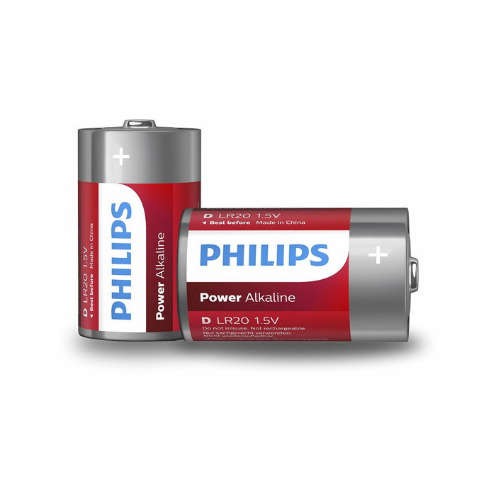 Philips Pilas Alcalinas D LR20 1,5V Pack de 2 Philips Pilas Alcalinas D LR20 1,5V Pack de 2