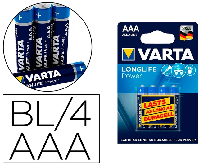 Varta Longlife Power AAA LR03 - Pack de 4 unidades