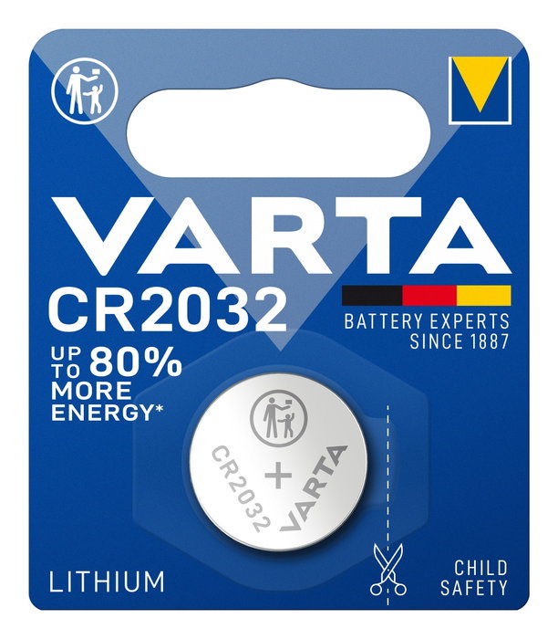 Varta CR2032 Pila de botón de litio 3V, 220 mAh, 1 unidad Varta CR2032 Pila de botón de litio 3V, 220 mAh, 1 unidad