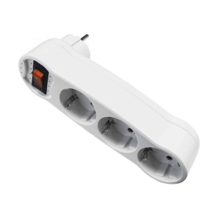 Edm Adaptador triple 2p+t 16A 250V con interruptor luminoso Blanco
