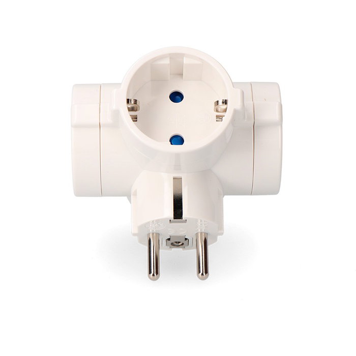 Edm Adaptador cuádruple 2p+t, Tipo F + Francés, 16A 250V, Toma de tierra lateral, Blanco, Retractilado Edm Adaptador cuádruple 2p+t, Tipo F + Francés, 16A 250V, Toma de tierra lateral, Blanco, Retractilado