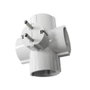 Edm Adaptador Cuádruple 2P+T Blanco Entrada Lateral Retráctil 16A 250V~ Clavija Tipo F