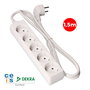Edm Base Múltiple 5 Tomas Schuko 1,5m Cable H05VV-F 3G1,5 mm² 16A 250V~ 3680W Blanca