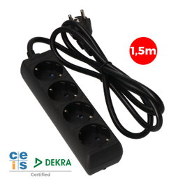 Edm Base múltiple 4 tomas Schuko 2p+t negra