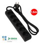 Edm Base Múltiple 6 Tomas Schuko 2p+t 1.5m Cable H05vv-f 3g1.5mm² Negra 16a 250v~ 3680w