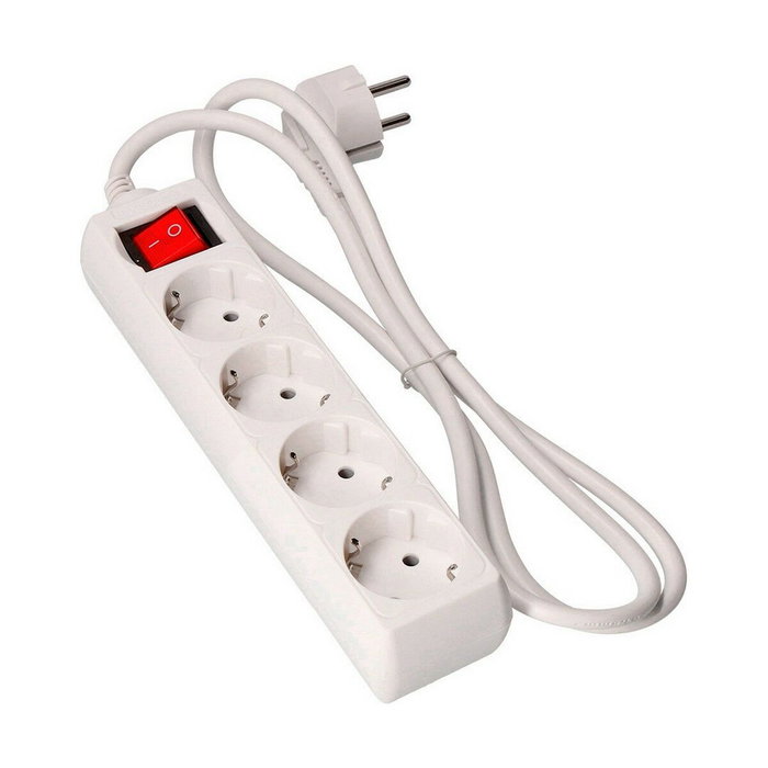 Edm Base múltiple de 4 tomas Schuko con interruptor luminoso blanca