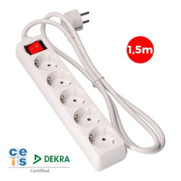 Edm Base múltiple 5 tomas Schuko con interruptor luminoso blanca