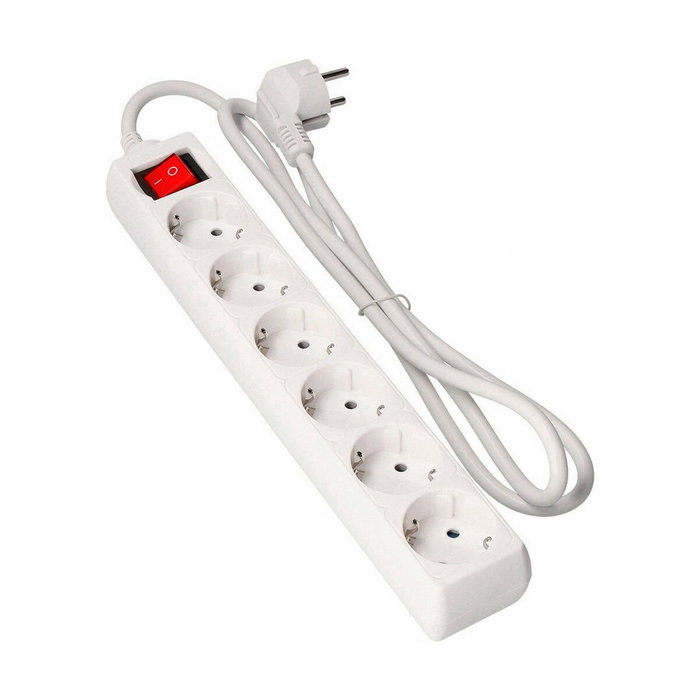Edm Base múltiple 6 tomas Schuko con interruptor luminoso blanca