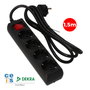 Edm Base múltiple de 4 tomas Schuko con interruptor luminoso, negra