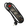 Edm Base múltiple de 4 tomas Schuko con interruptor luminoso, negra