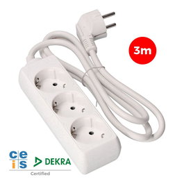 Edm Base Múltiple 3 Tomas Schuko 3m Cable H05vv-f 3g1,5 mm² 16a 250v~ 3680w Blanca