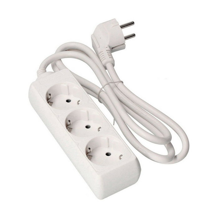 Edm Base múltiple con 3 tomas Schuko, 3 m de cable, blanca
