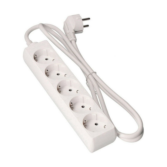 Edm Base múltiple de 5 tomas Schuko con cable de 3 m, blanca