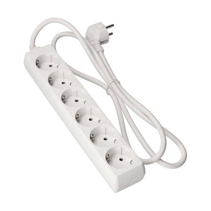 Edm Base múltiple de 6 tomas schuko con 3 m de cable, blanca