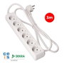 Edm Base Múltiple 6 Tomas Schuko 2p+t 3m Cable H05vv-f 3g1,5 Mm² 16a 250v~ 3680w Blanca