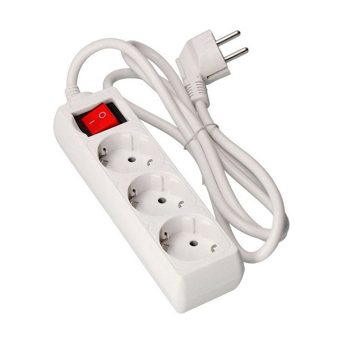 Edm Base múltiple de 3 tomas con interruptor luminoso y cable de 3 m, blanca