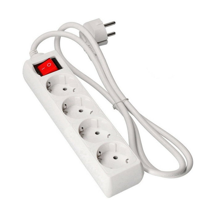 Edm Base múltiple 4 tomas blanca con interruptor luminoso y cable de 3 m