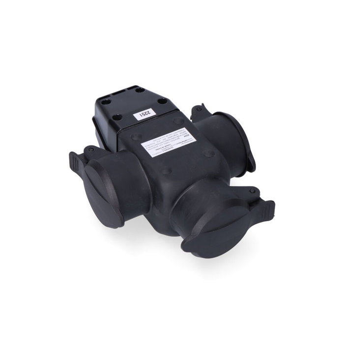 Edm Triple de Goma Aereo T/TL 16A IP44 con 3 Tomas y Tapas de Proteccion Edm Triple de Goma Aereo T/TL 16A IP44 con 3 Tomas y Tapas de Proteccion