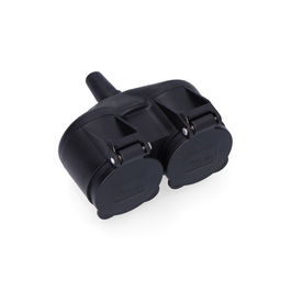 Edm Doble Base de Goma T/TL IP44 16A 230V con Tapas de Protección Negro