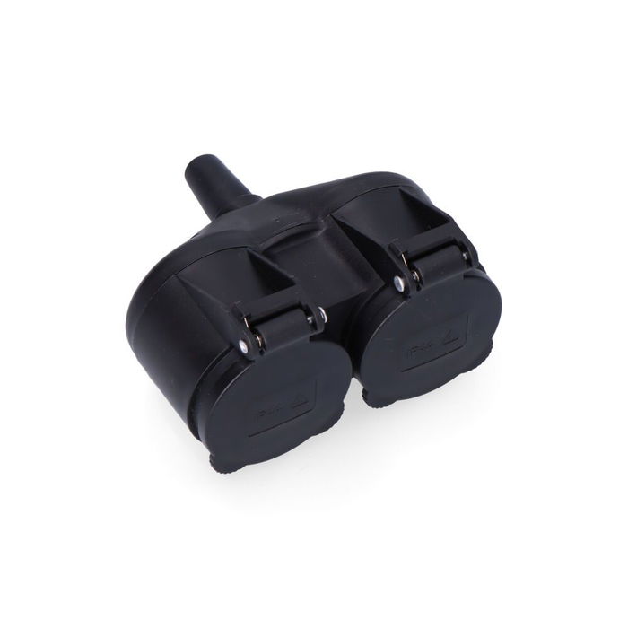 Edm Doble Base de Goma T/TL IP44 16A 230V con Tapas de Protección Negro Edm Doble Base de Goma T/TL IP44 16A 230V con Tapas de Protección Negro