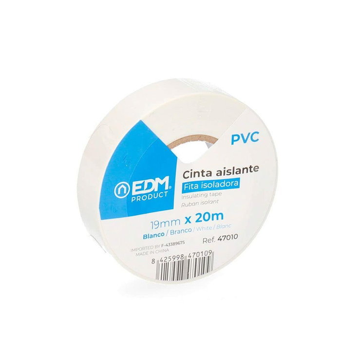 Edm Cinta aislante calidad supra blanca 19 mm x 20 m Edm Cinta aislante calidad supra blanca 19 mm x 20 m