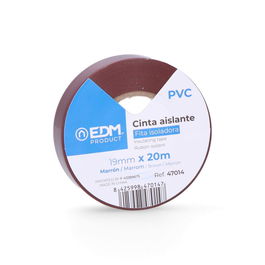 Edm Cinta Aislante Calidad Supra Marrón 19 mm x 20 m PVC Resistente Electricidad