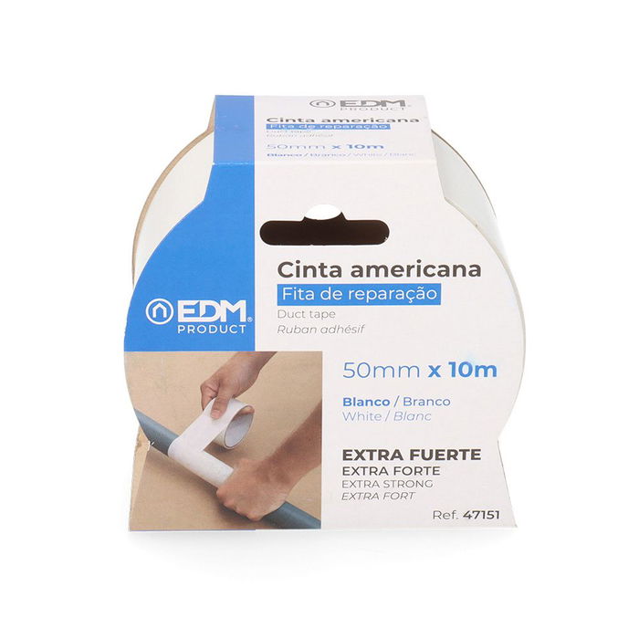 Edm Cinta Americana Blanca Extra Fuerte 50 mm x 10 m Resistente a la Intemperie Polietileno Malla Reparaciones