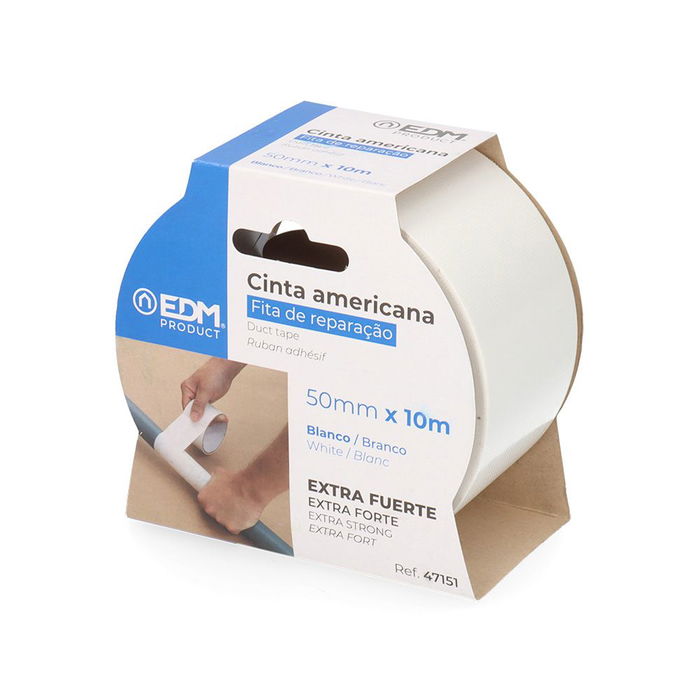 Edm Cinta Americana Blanca Extra Fuerte 50 mm x 10 m Resistente a la Intemperie Polietileno Malla Reparaciones