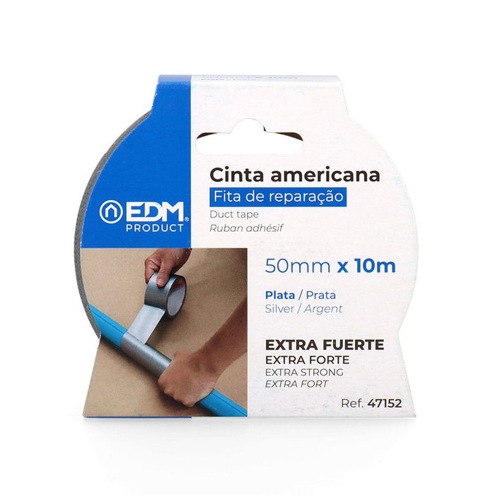 Edm Cinta Americana Plata 50 mm x 10 m Resistente Multiuso Reparaciones