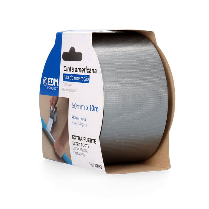 Edm Cinta Americana Plata 50 mm x 10 m Resistente Multiuso Reparaciones